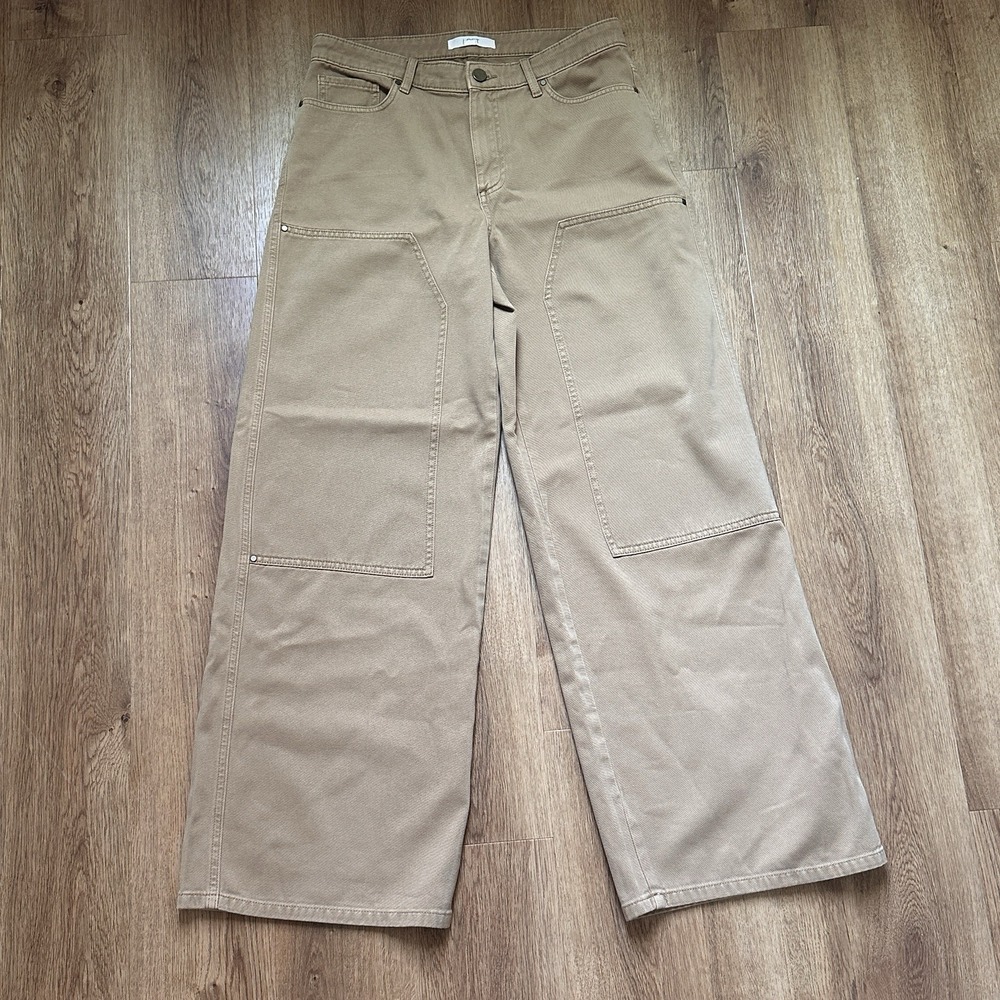 Loft Women's Tan Brown Canvas Wide Leg Utility Pants Size 4